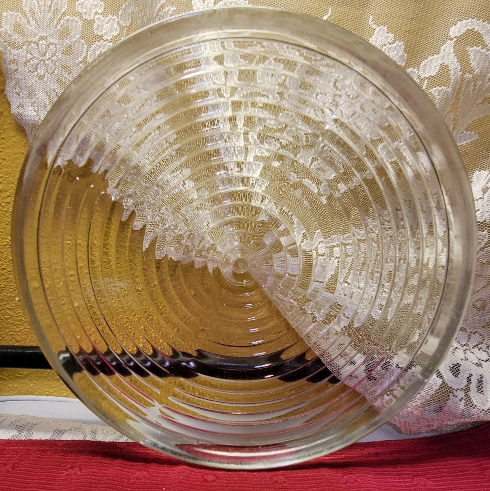 Vtg Heavy Duty Clear Glass Rimmed Serving Plate